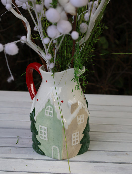 Keramik-Krug Winterlandschaft - Weihnachtsdeko Landhausstil Clayre & Eef