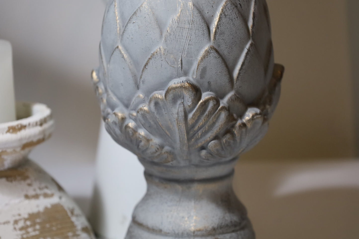 Pinienzapfen Terracotta Grau-Gold - Gartendeko Landhausstil