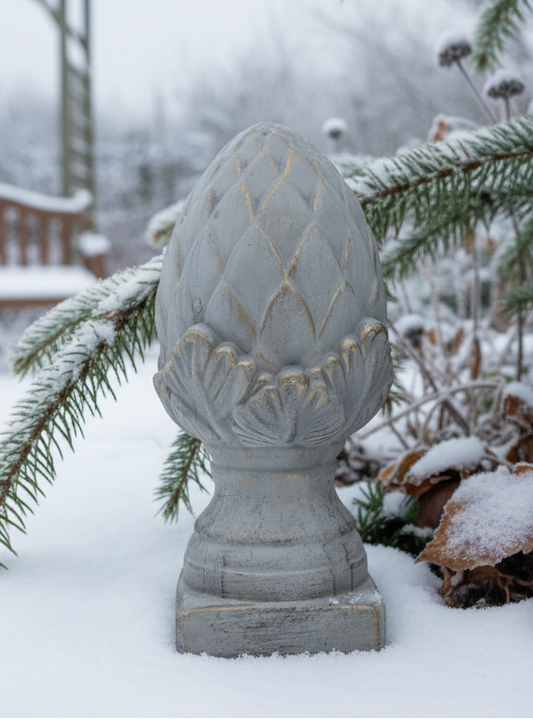 Pinienzapfen Terracotta Grau-Gold - Gartendeko Landhausstil