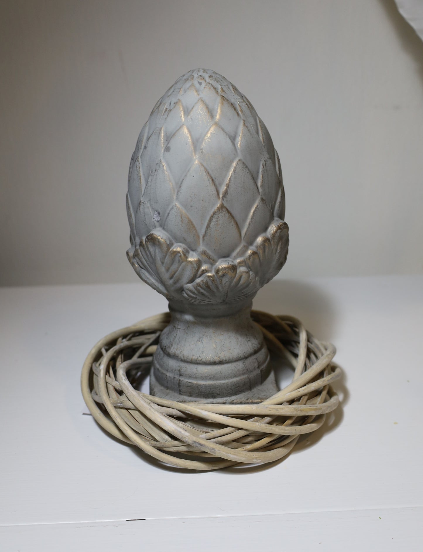 Pinienzapfen Terracotta Grau-Gold - Gartendeko Landhausstil