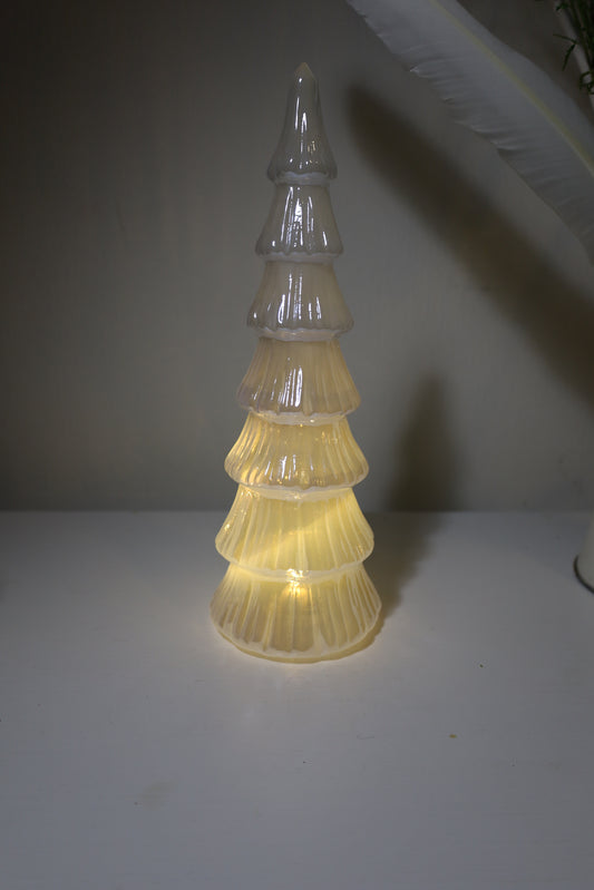Tannenbaum aus Glas, Lichterbaum mit LED Beleuchtung in weiß, Weihnachten Winter