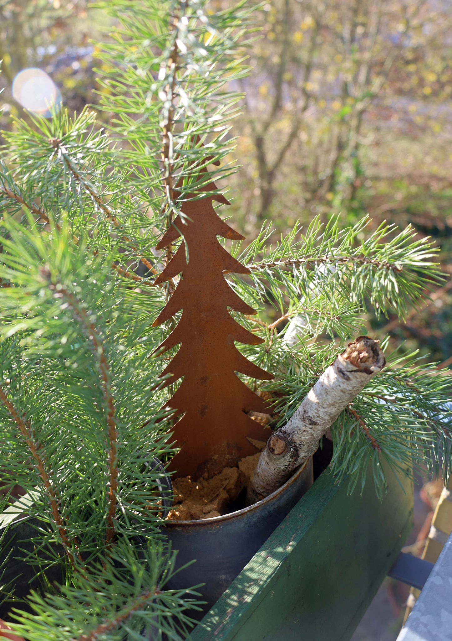 Edelrost Tannenbaum - Winterdekoration für Garten & Balkon