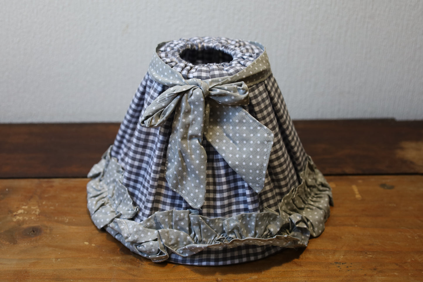 Lampenschirm Baumwolle Blau-Grau Kariert mit Punkten E27