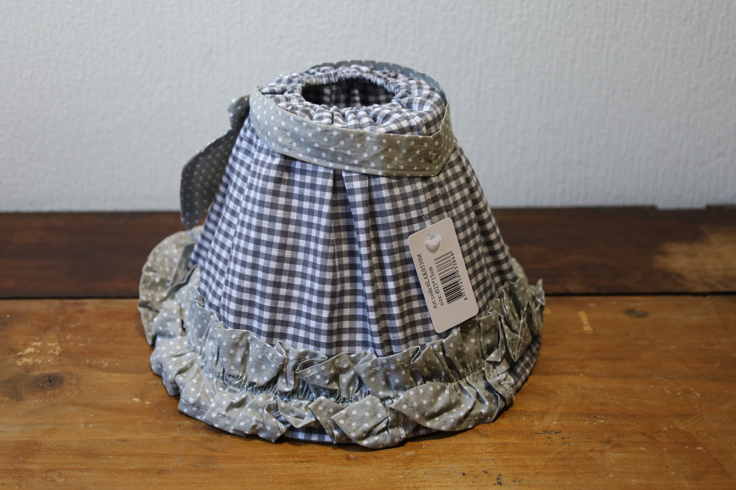 Lampenschirm Baumwolle Blau-Grau Kariert mit Punkten E27