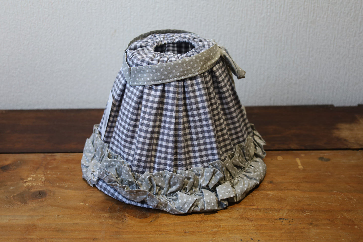 Lampenschirm Baumwolle Blau-Grau Kariert mit Punkten E27