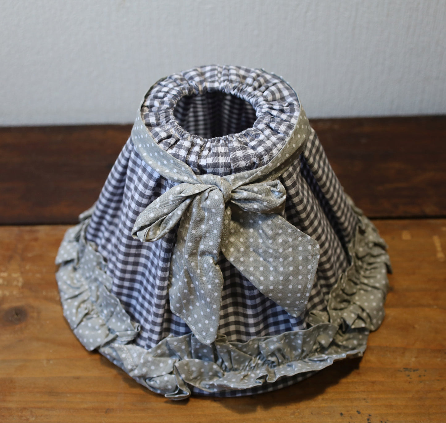 Lampenschirm Baumwolle Blau-Grau Kariert mit Punkten E27