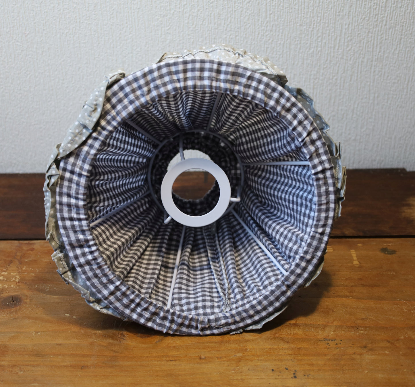 Lampenschirm Baumwolle Blau-Grau Kariert mit Punkten E27