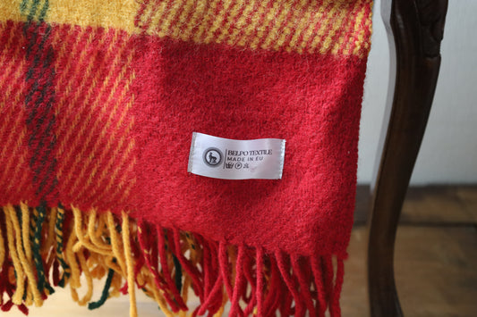 Wolldecke Schottenkaro Rot - 100% Schurwolle Kuscheldecke & Picknickdecke