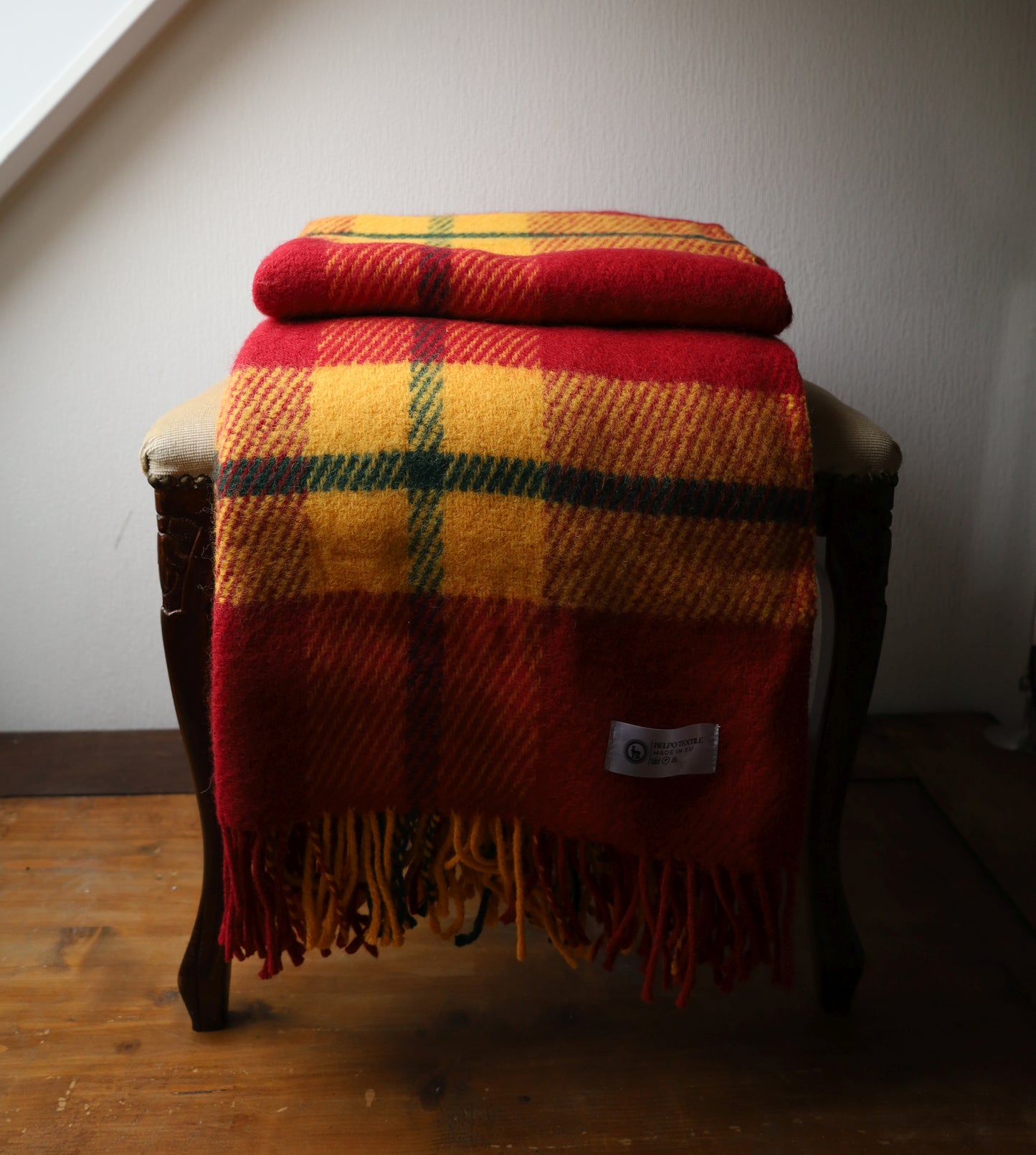 Wolldecke Schottenkaro Rot - 100% Schurwolle Kuscheldecke & Picknickdecke