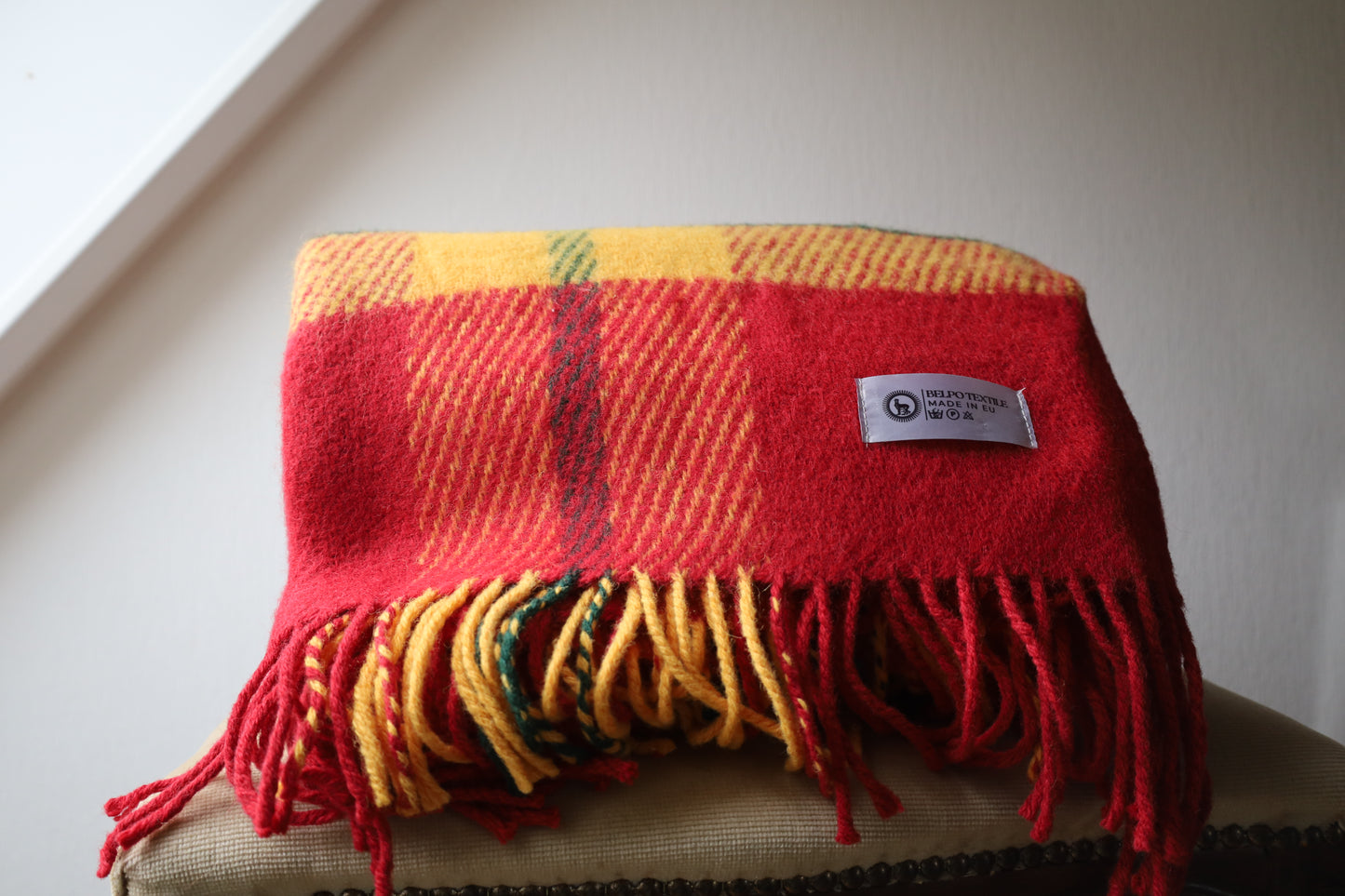 Wolldecke Schottenkaro Rot - 100% Schurwolle Kuscheldecke & Picknickdecke