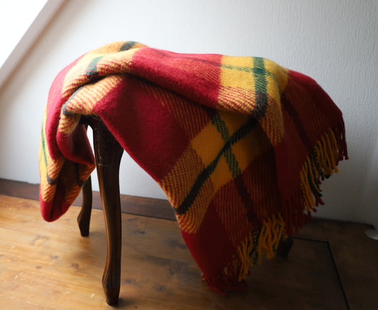 Wolldecke Schottenkaro Rot - 100% Schurwolle Kuscheldecke & Picknickdecke