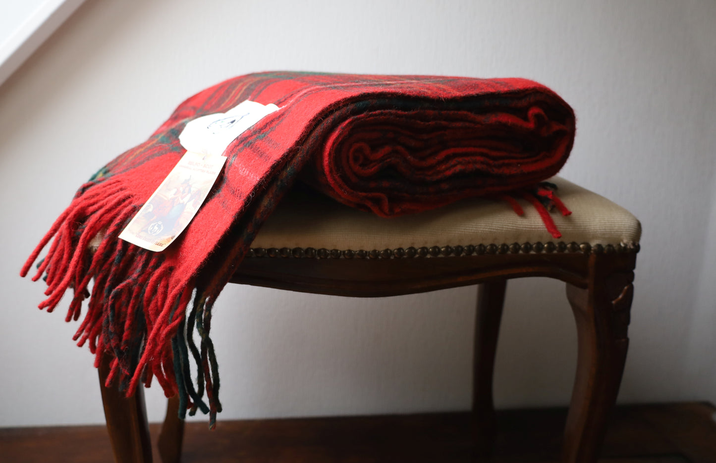 Wolldecke Schottenkaro 180x150cm - 100% Recycelte Wolle Rot/Grün