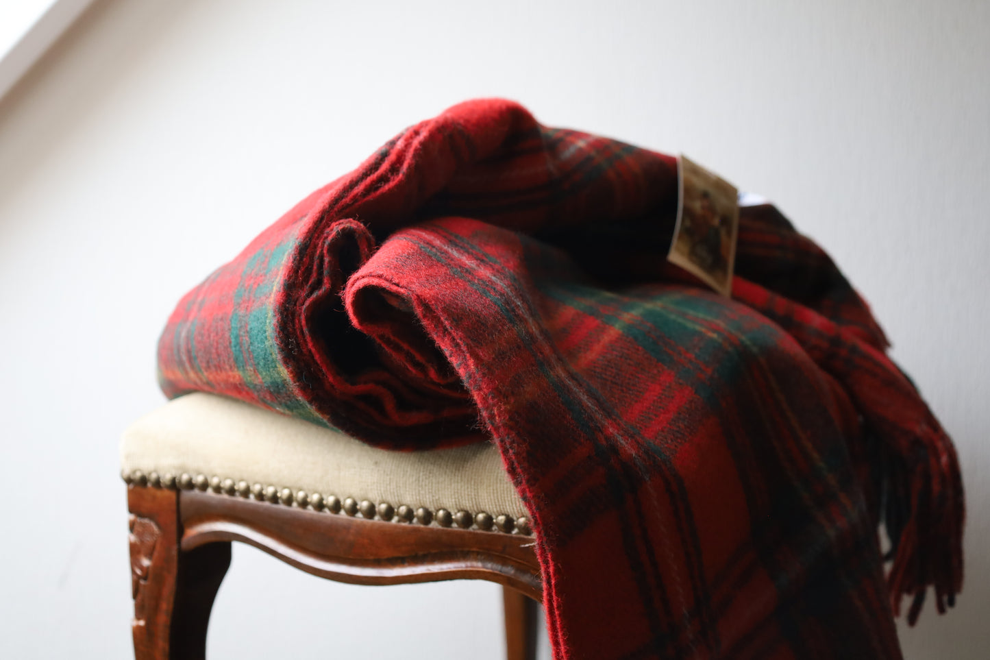 Wolldecke Schottenkaro 180x150cm - 100% Recycelte Wolle Rot/Grün