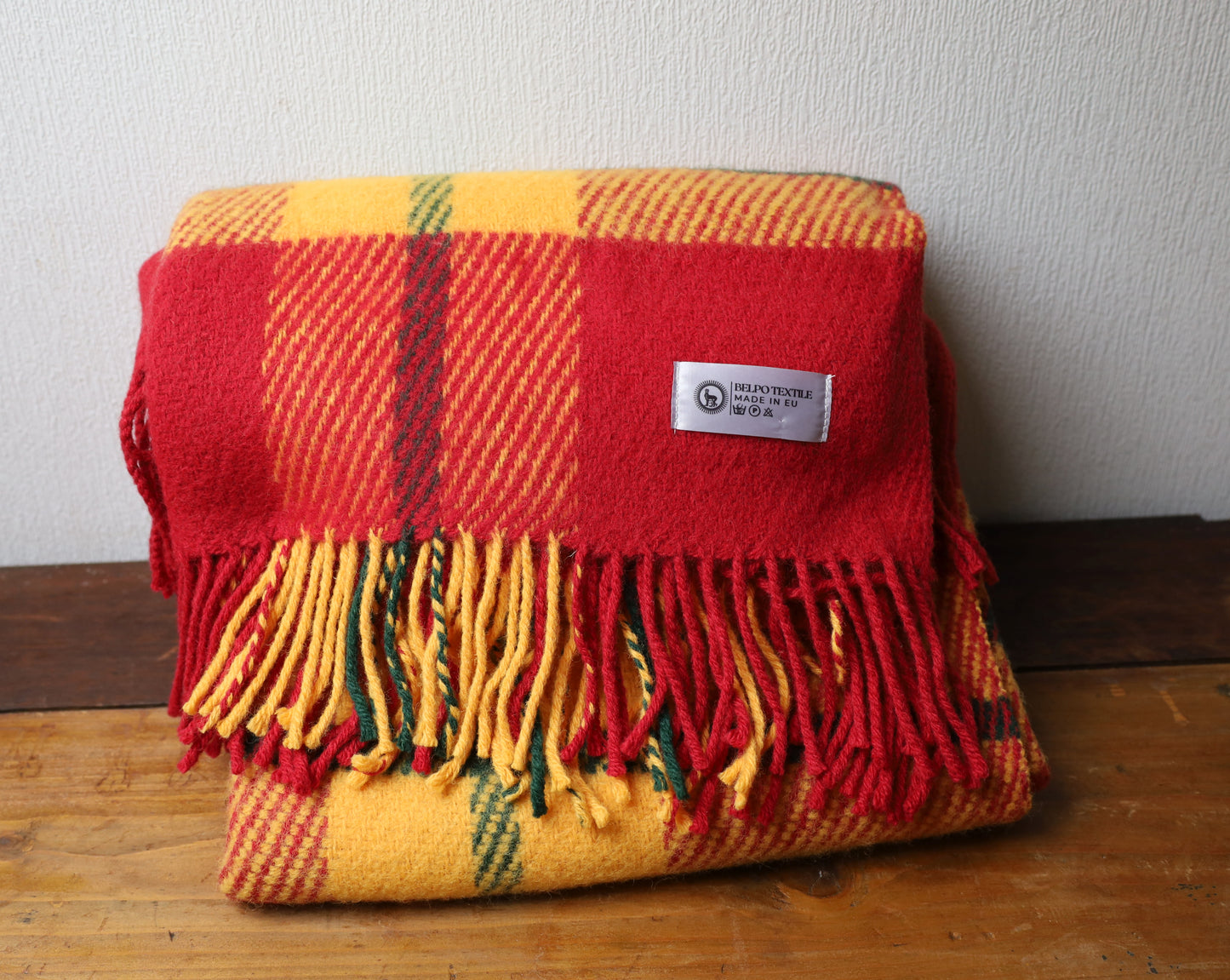 Wolldecke Schottenkaro Rot - 100% Schurwolle Kuscheldecke & Picknickdecke