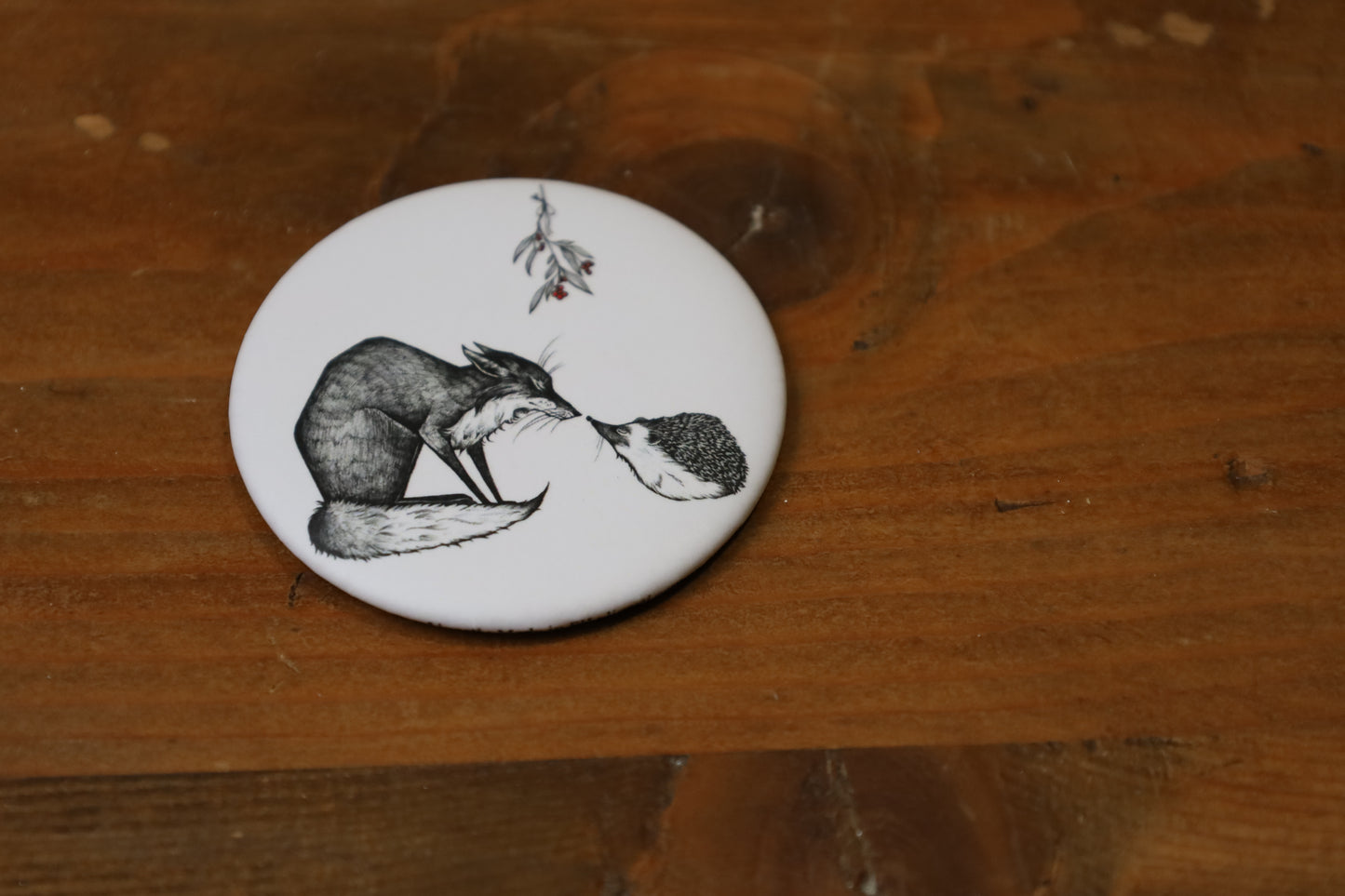 Kühlschrankmagnet mit Tiermotiven - Fuchs, Igel & Bär - 56mm rund