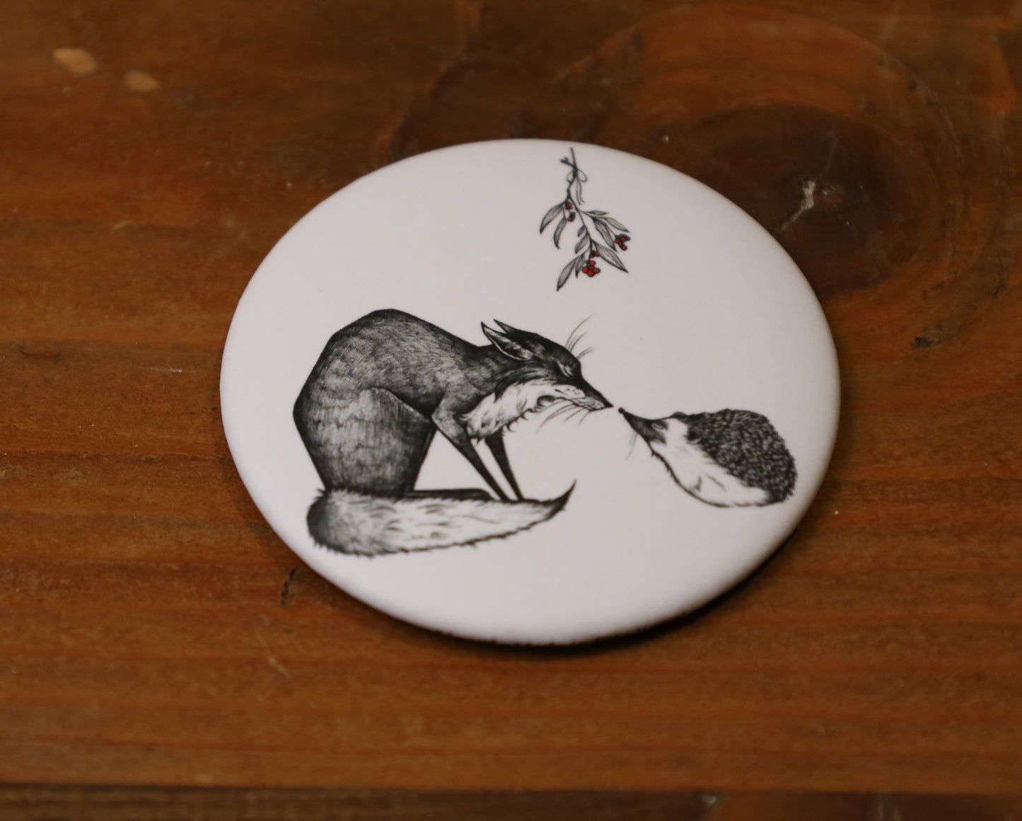Kühlschrankmagnet mit Tiermotiven - Fuchs, Igel & Bär - 56mm rund