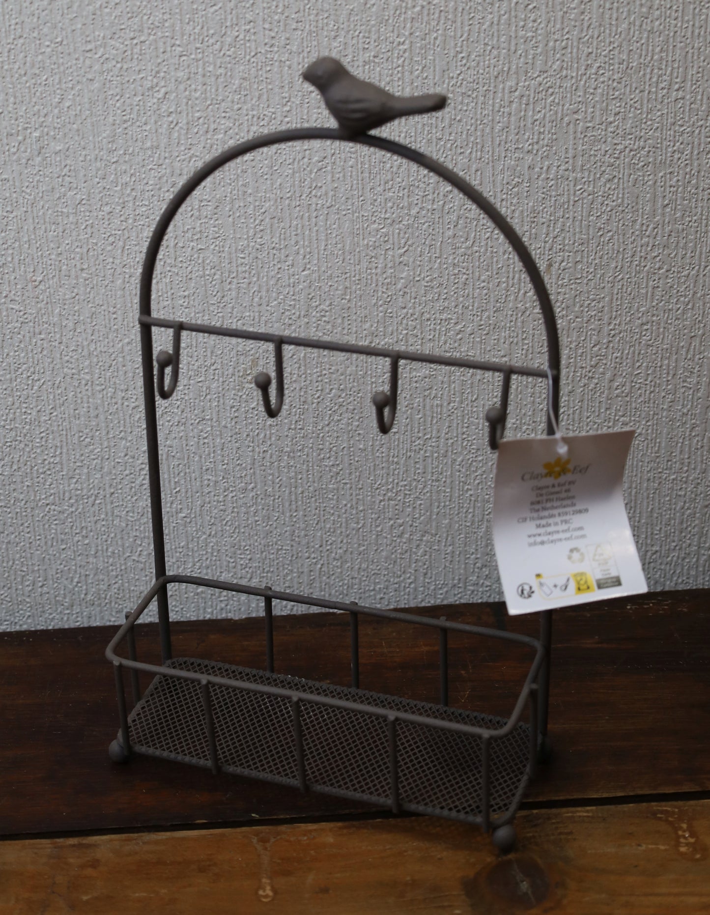 Portachiave / portachiavi / porta chiavi in ​​ferro marrone con ripiano