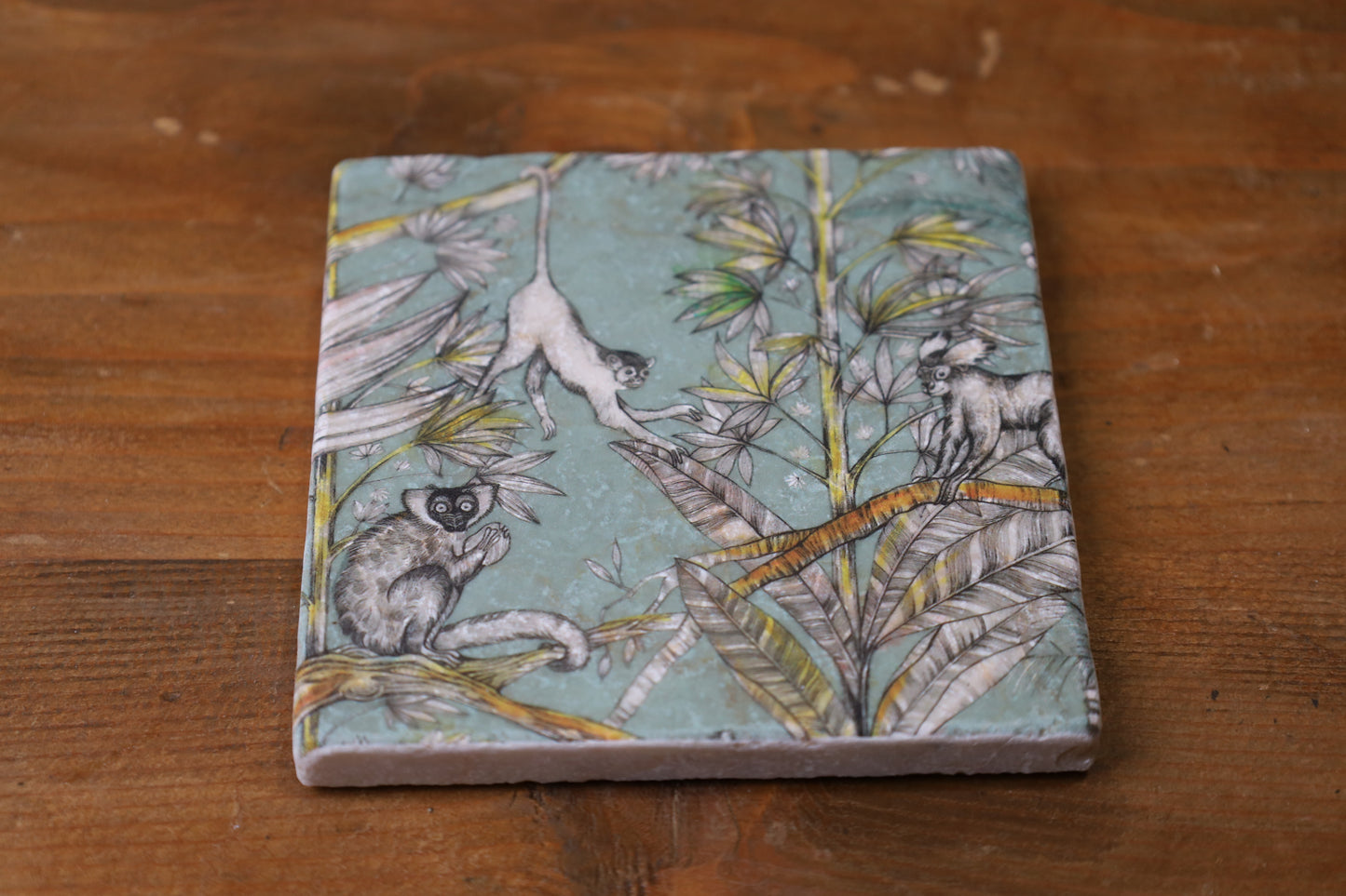 Tassenuntersetzer Naturstein Dschungel - Glasuntersetzer Grün Botanical