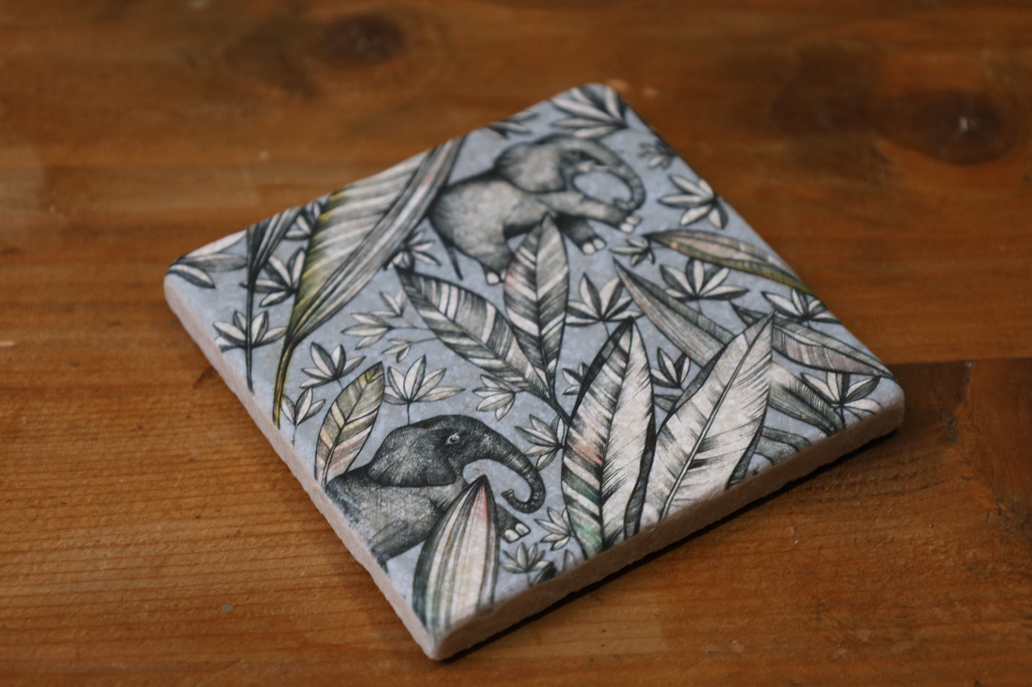 Tassenuntersetzer Naturstein Dschungel - Glasuntersetzer Grün Botanical