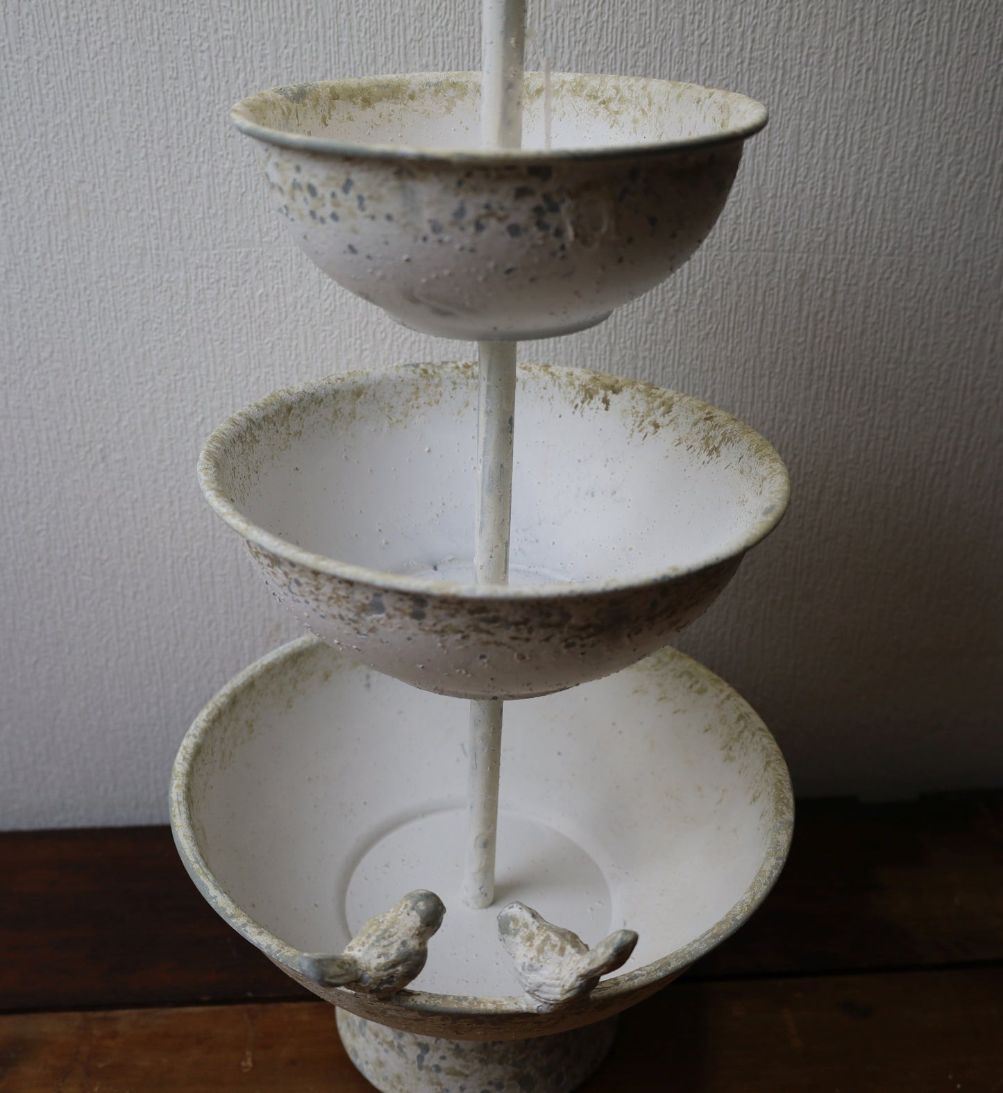 Three-Tier White Fruit Stand - Shabby Chic Metal Fruit Bowl