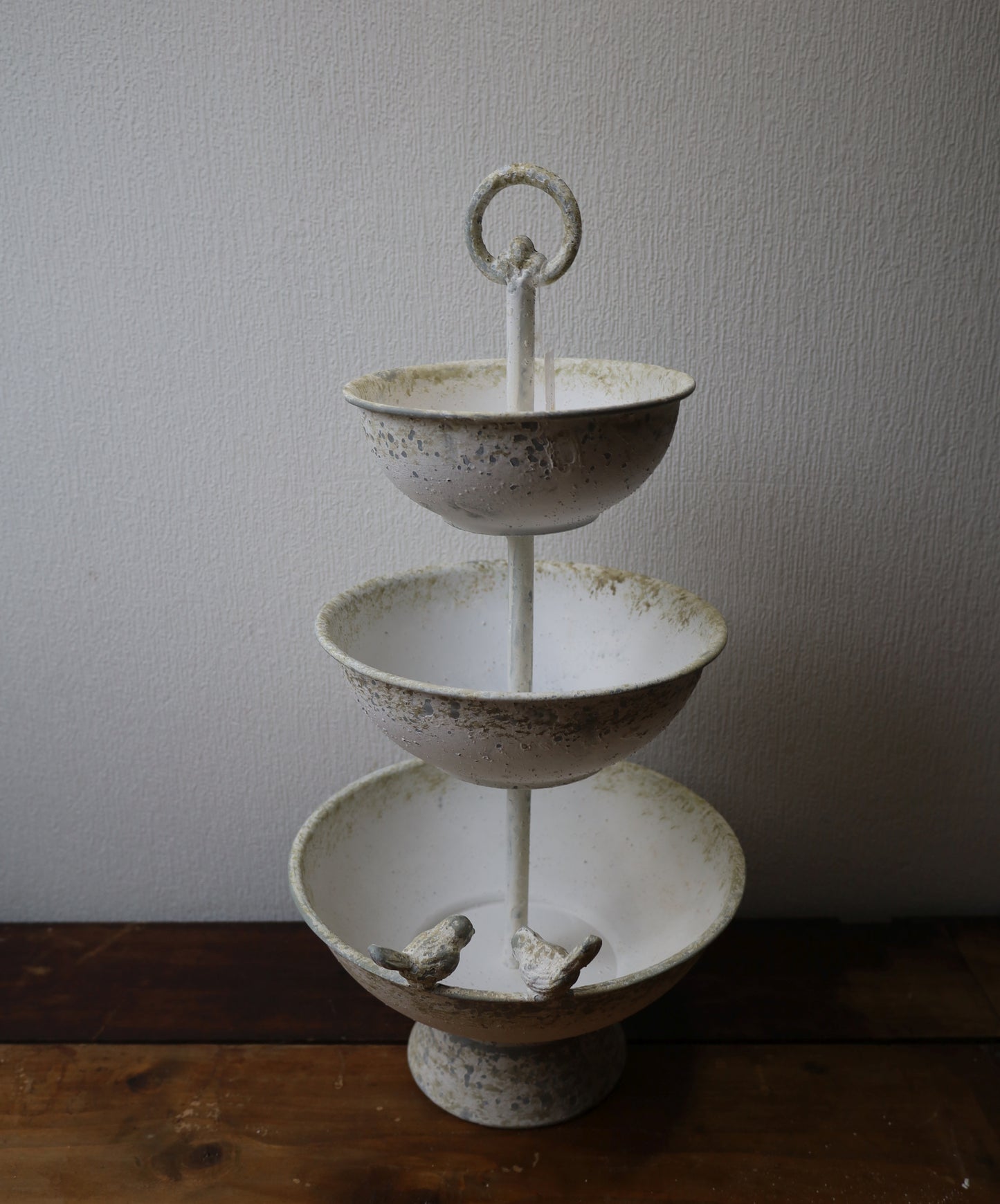 Three-Tier White Fruit Stand - Shabby Chic Metal Fruit Bowl