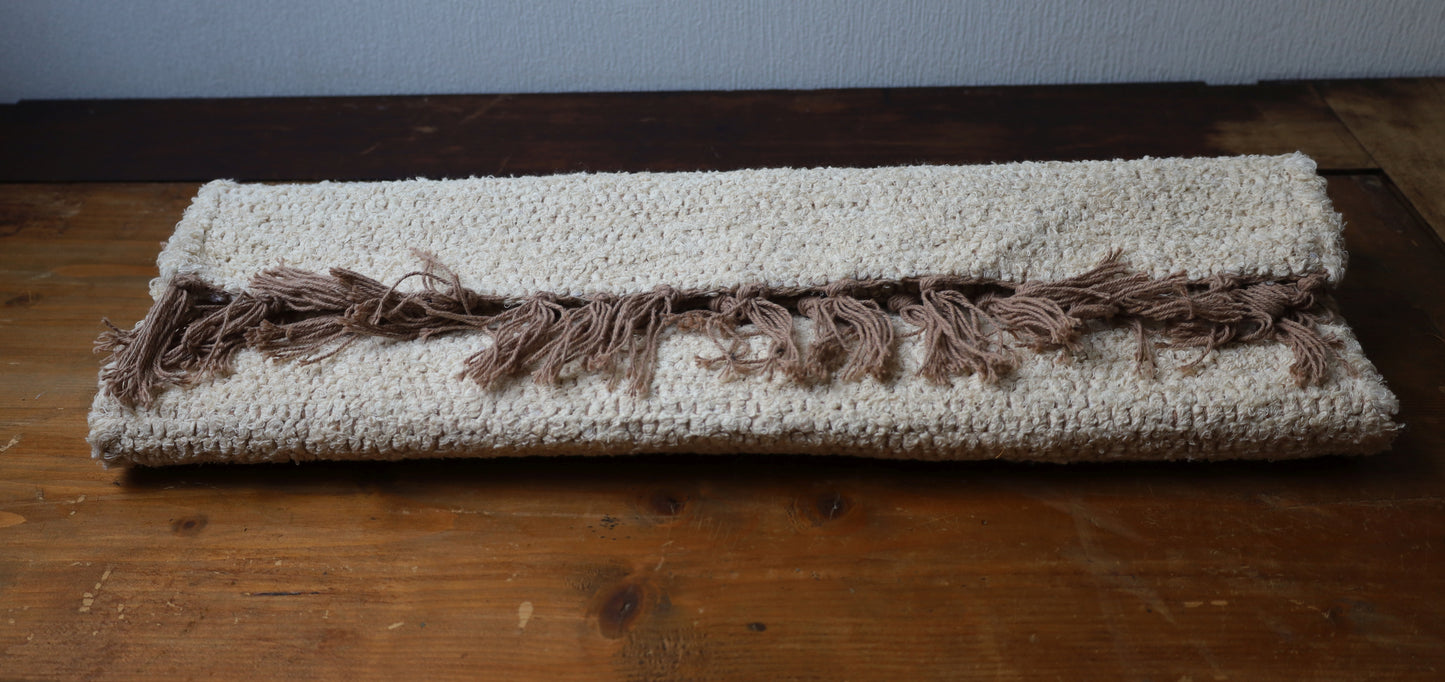 Tappeto in cotone annodato a mano in lana bianca