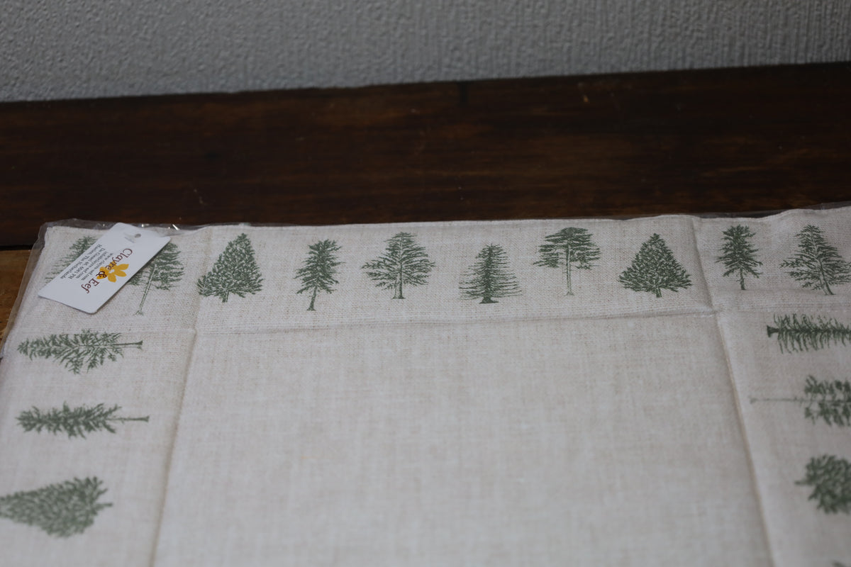 Corbeille à pain en coton Forêt d'hiver Noël Beige-Vert 35x35 cm