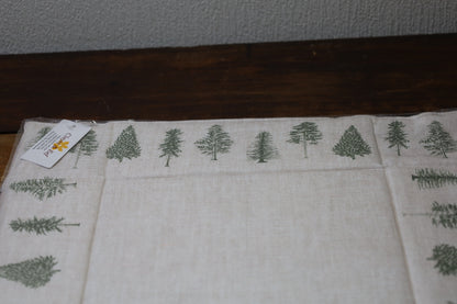 Corbeille à pain en coton Forêt d'hiver Noël Beige-Vert 35x35 cm