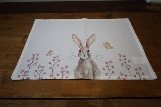 Oster-Platzdeckchen mit niedlichen Häschen - Tischset Cottage-Stil, 2er-Set