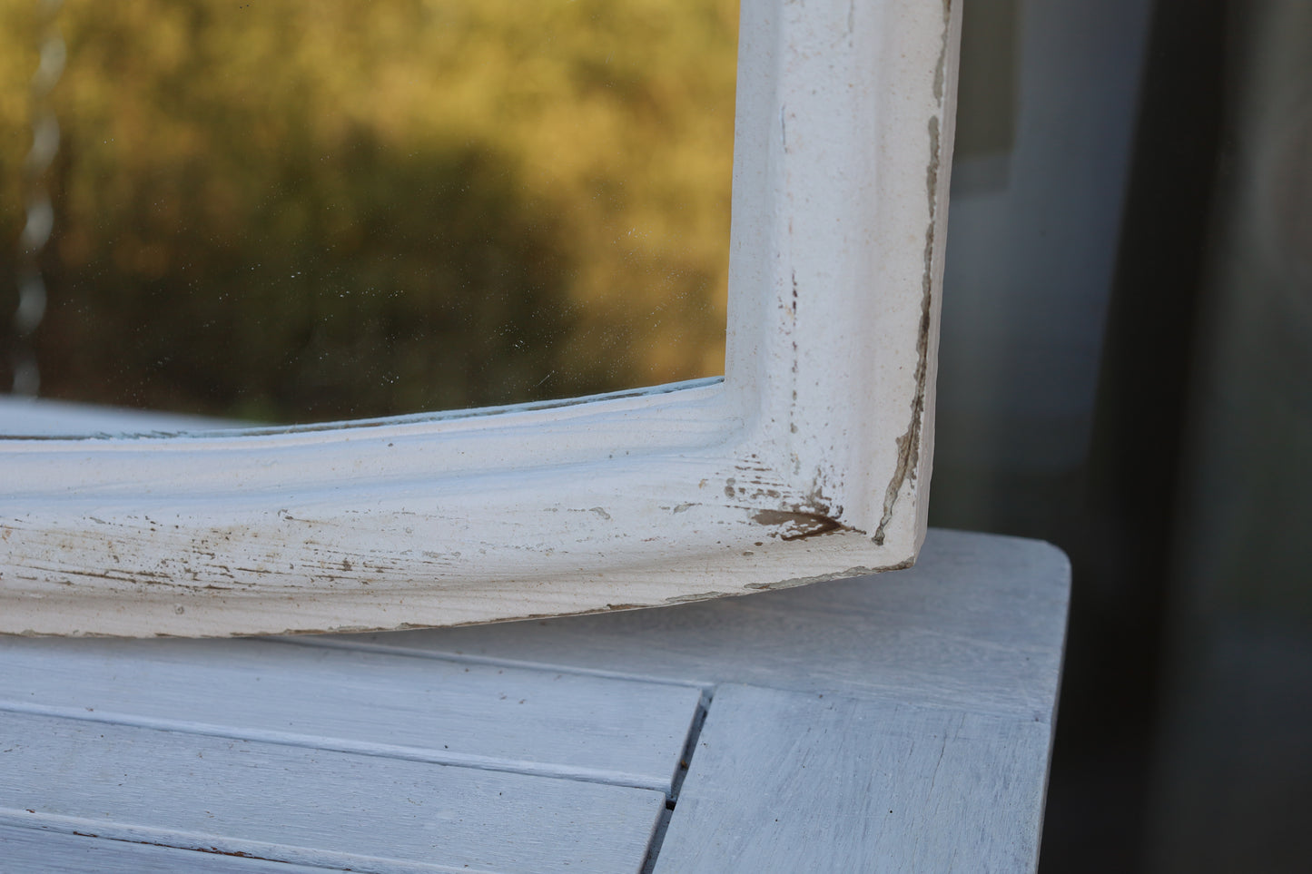 Specchio rettangolare in legno in stile rustico / Bianco / 72 x 55 cm / Shabby Chic