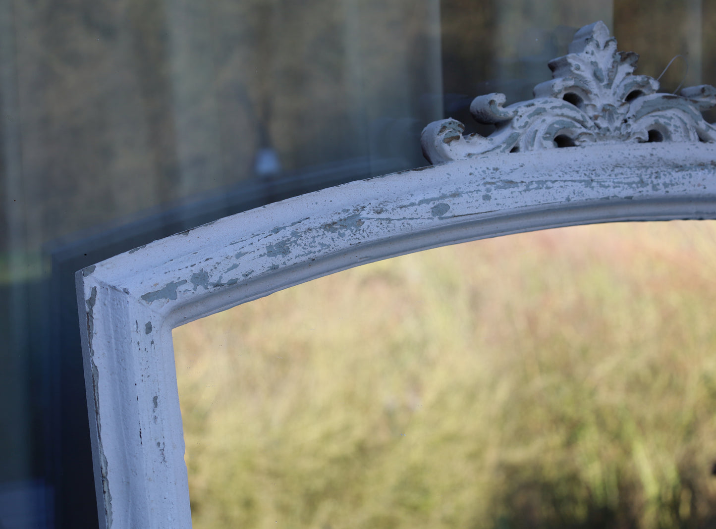 Specchio rettangolare in legno in stile rustico / Bianco / 72 x 55 cm / Shabby Chic