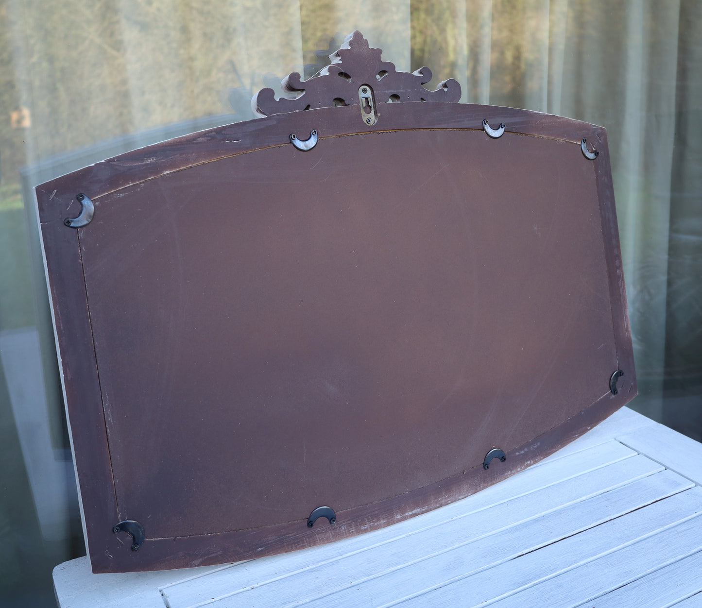 Specchio rettangolare in legno in stile rustico / Bianco / 72 x 55 cm / Shabby Chic