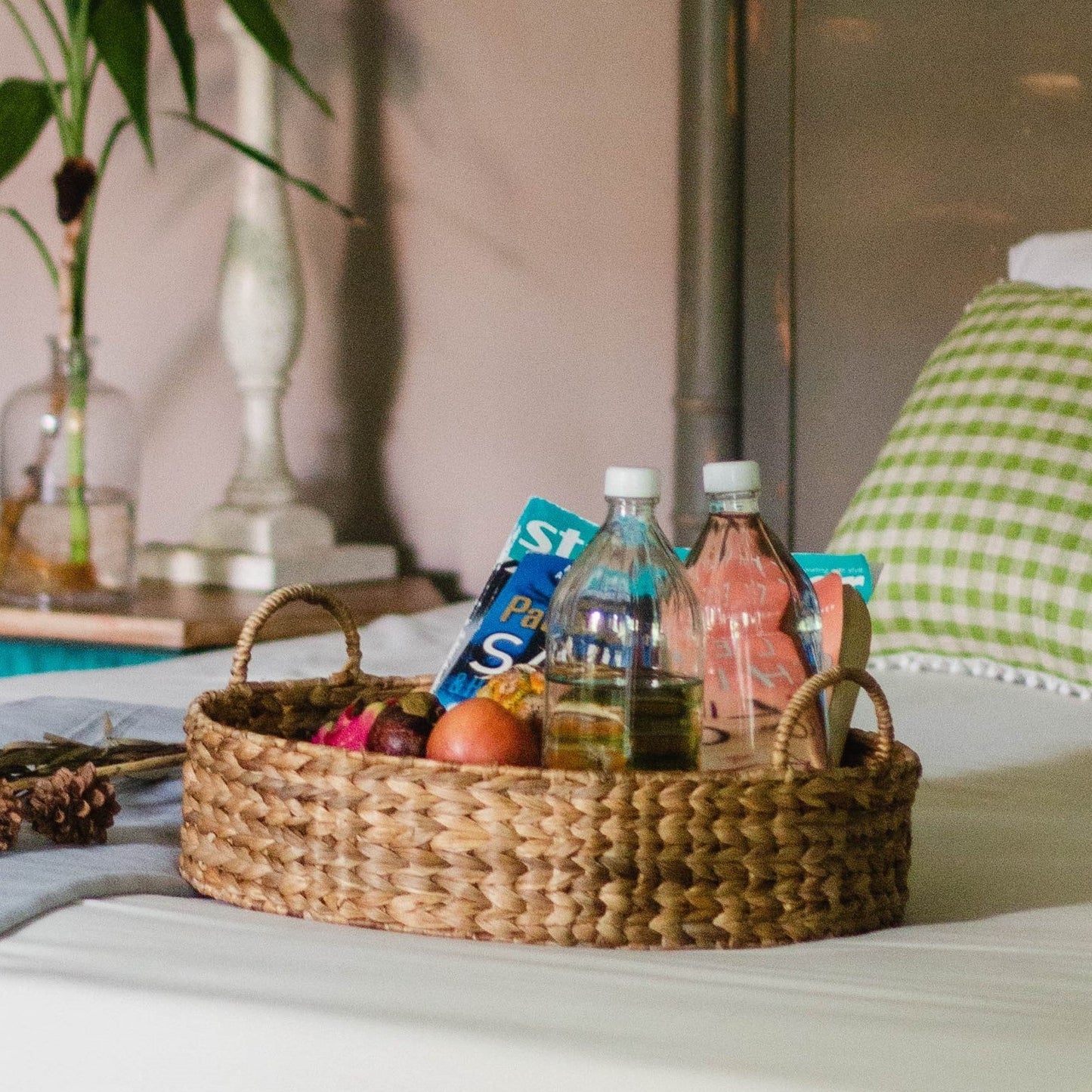 Rundes Korbtablett aus Wasserhyazinthe - Braun | Serviertablett & Dekotablett