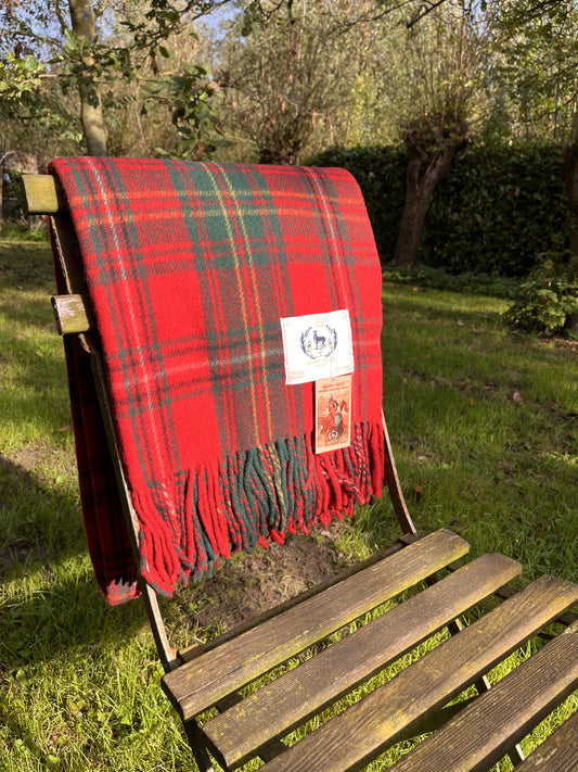 Wolldecke 100% Recycelte Wolle - Schottenkaro Picknickdecke 180x150cm