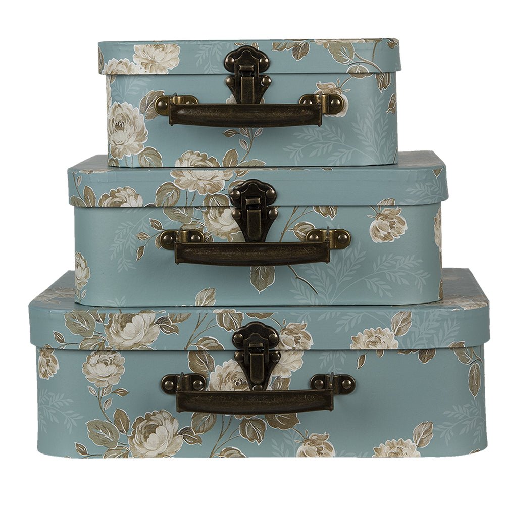 3er Set Deko-Koffer mit Blumenmuster - Aufbewahrungsboxen im Landhausstil {{ Shabby Chic und Landhaus Deko }} {{ www.Stein-Alt.de }}