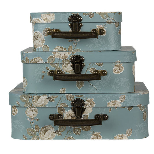 3er Set Deko-Koffer mit Blumenmuster - Aufbewahrungsboxen im Landhausstil {{ Shabby Chic und Landhaus Deko }} {{ www.Stein-Alt.de }}