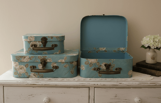 3er Set Deko-Koffer mit Blumenmuster - Aufbewahrungsboxen im Landhausstil {{ Shabby Chic und Landhaus Deko }} {{ www.Stein-Alt.de }}