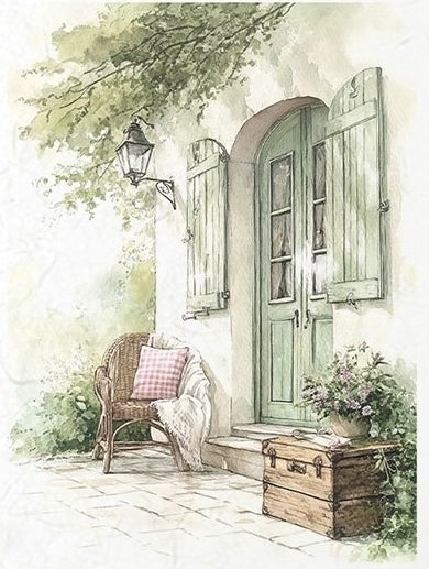 Reispapier Decoupage Cottage Romantische Fenster - Landhausstil Möbel Makeover