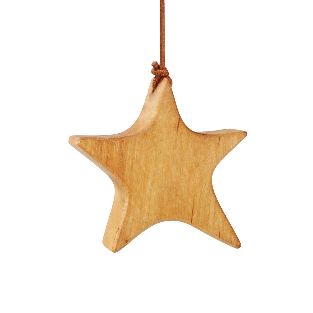 Asymmetrischer Holzstern aus Erle - Weihnachtsdeko Tannenbaumanhänger