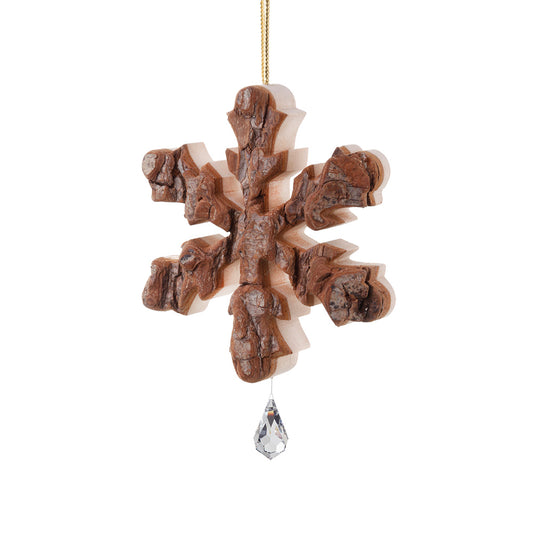 Winterliche Anhänger aus Rindenholz - Schneeflocke Weihnachtsdeko