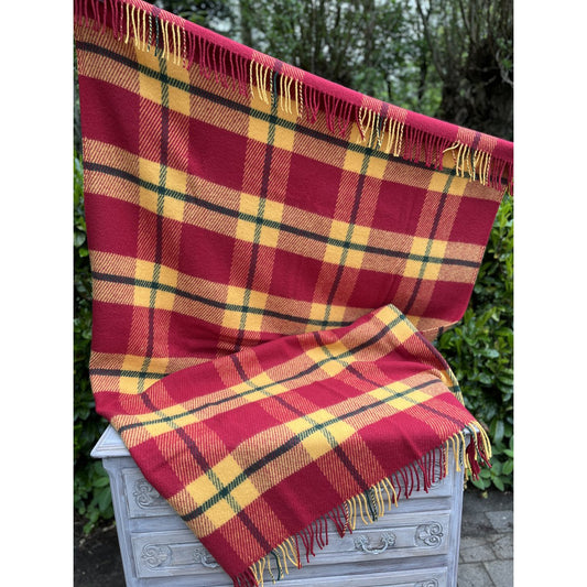 Wolldecke Schottenkaro Rot - 100% Schurwolle Kuscheldecke & Picknickdecke