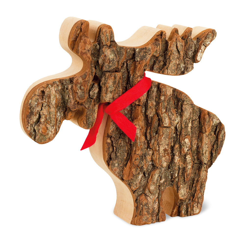 Winterliche Dekoration, Elch / Rentier aus Rindenholz