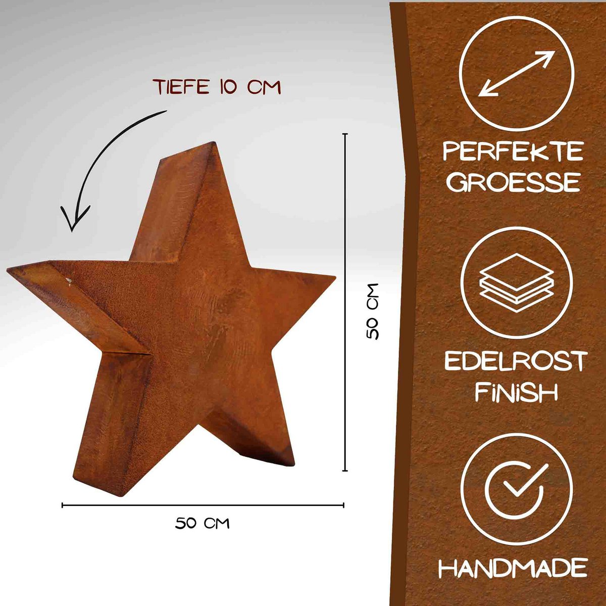 Edelrost Stern 3D - Wetterfeste Weihnachtsdeko aus Metall für Garten