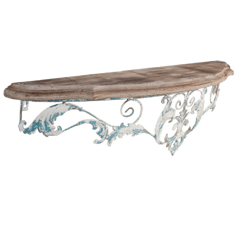 Wandregal / Hängeregal / Wandkonsole im Shabby Chic, Schmiedeeisern / Holz {{ Shabby Chic und Landhaus Deko }} {{ www.Stein-Alt.de }}