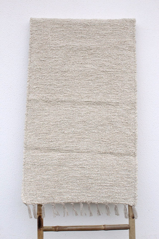 Handgeknüpfter Baumwollteppich Wollweiß - Landhausstil Teppich 100% Baumwolle