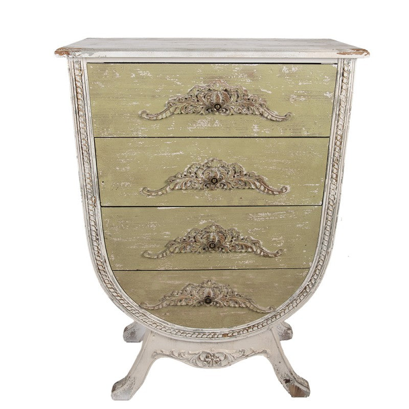 Schubladenschrank Weiß-Grün - Shabby Chic Kommode aus Holz