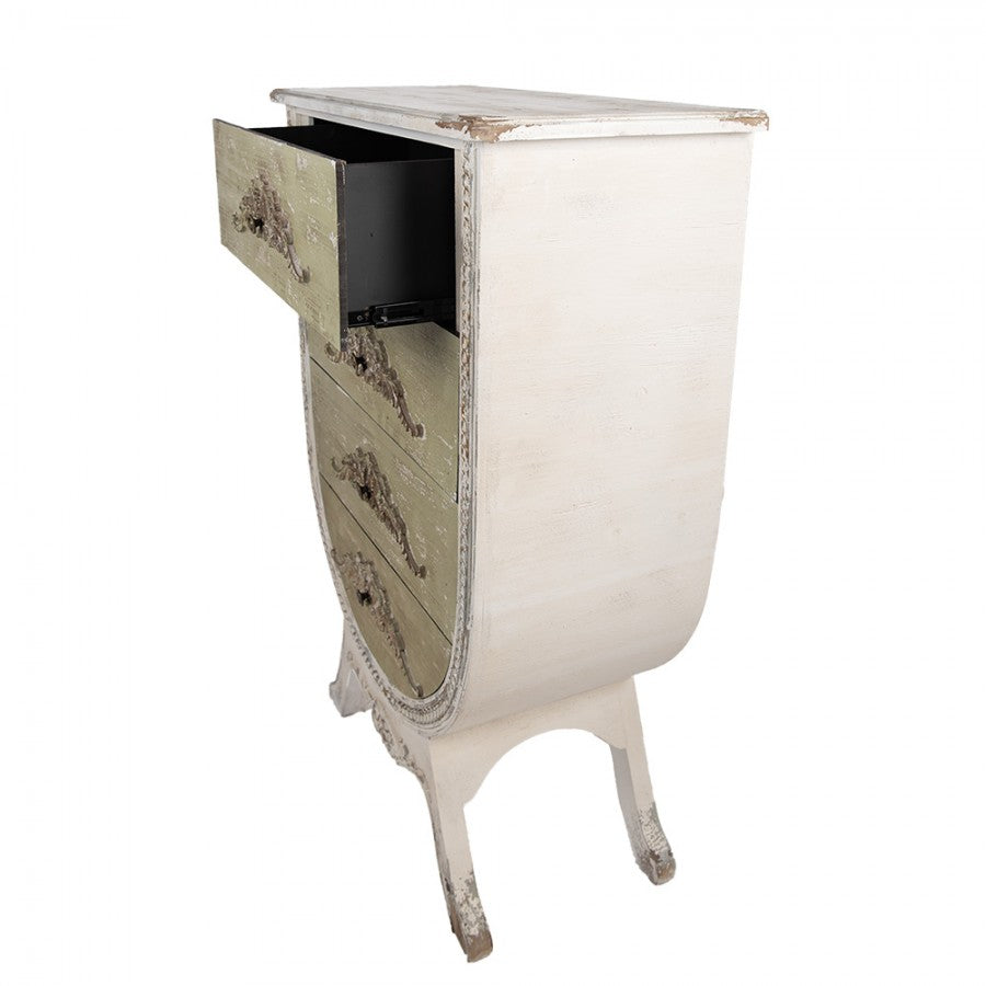 Schubladenschrank Weiß-Grün - Shabby Chic Kommode aus Holz