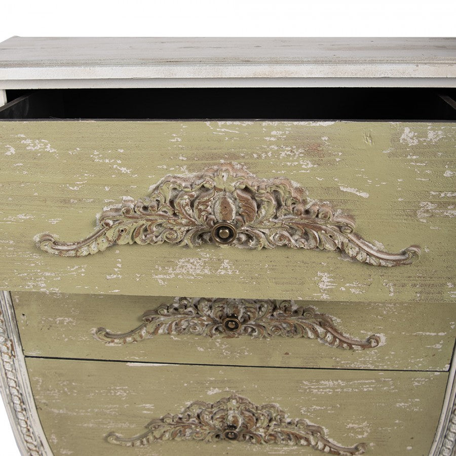 Schubladenschrank Weiß-Grün - Shabby Chic Kommode aus Holz
