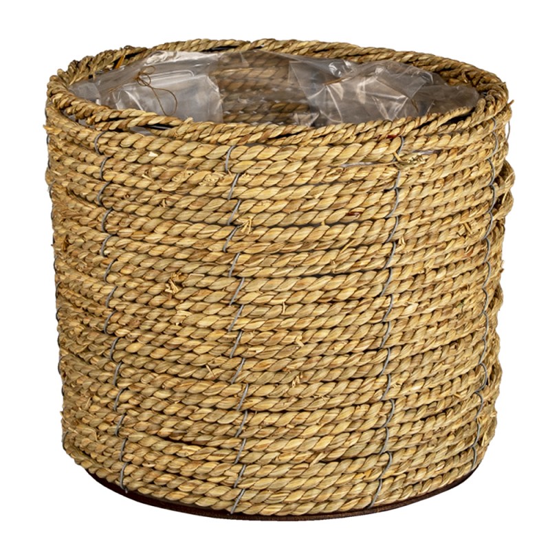 Fioriera in alghe marine in vaso marrone per interni in stile boho country house Clayre &amp; Eef