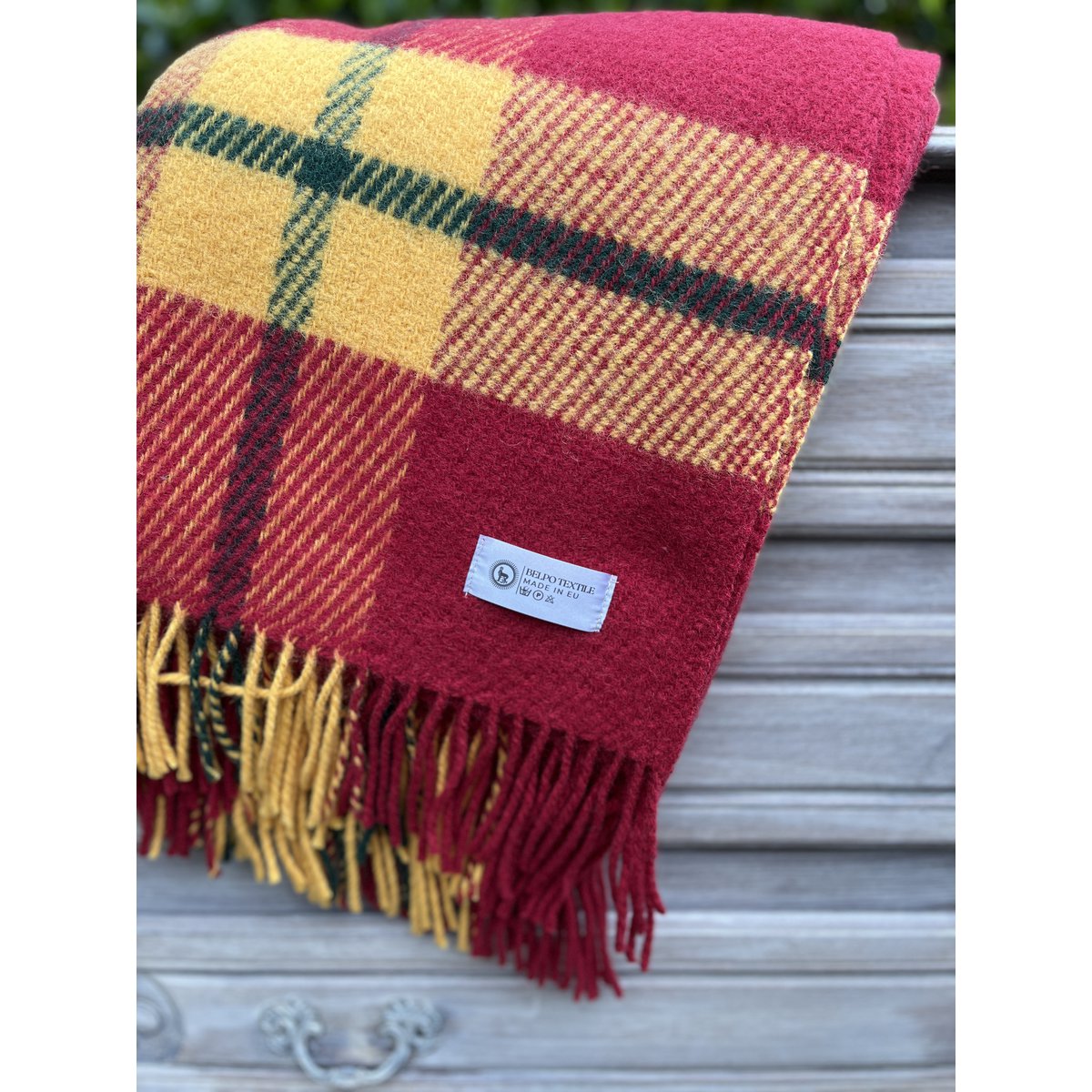 Wolldecke Schottenkaro Rot - 100% Schurwolle Kuscheldecke & Picknickdecke